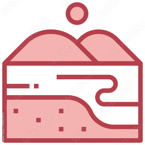 COASTLINE red line icon,linear,outline,graphic,illustration