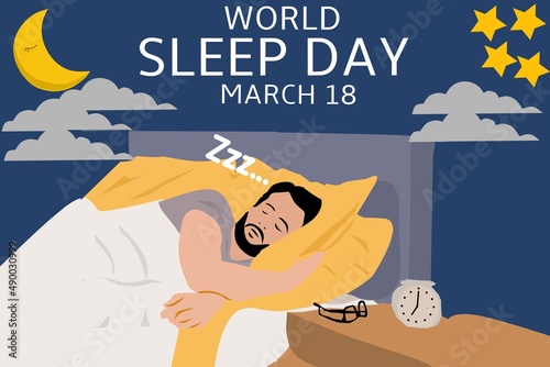 Vector graphic of world Sleep day for world Sleep day celebration. flat design. flyer design. flat illustration. March 18.
