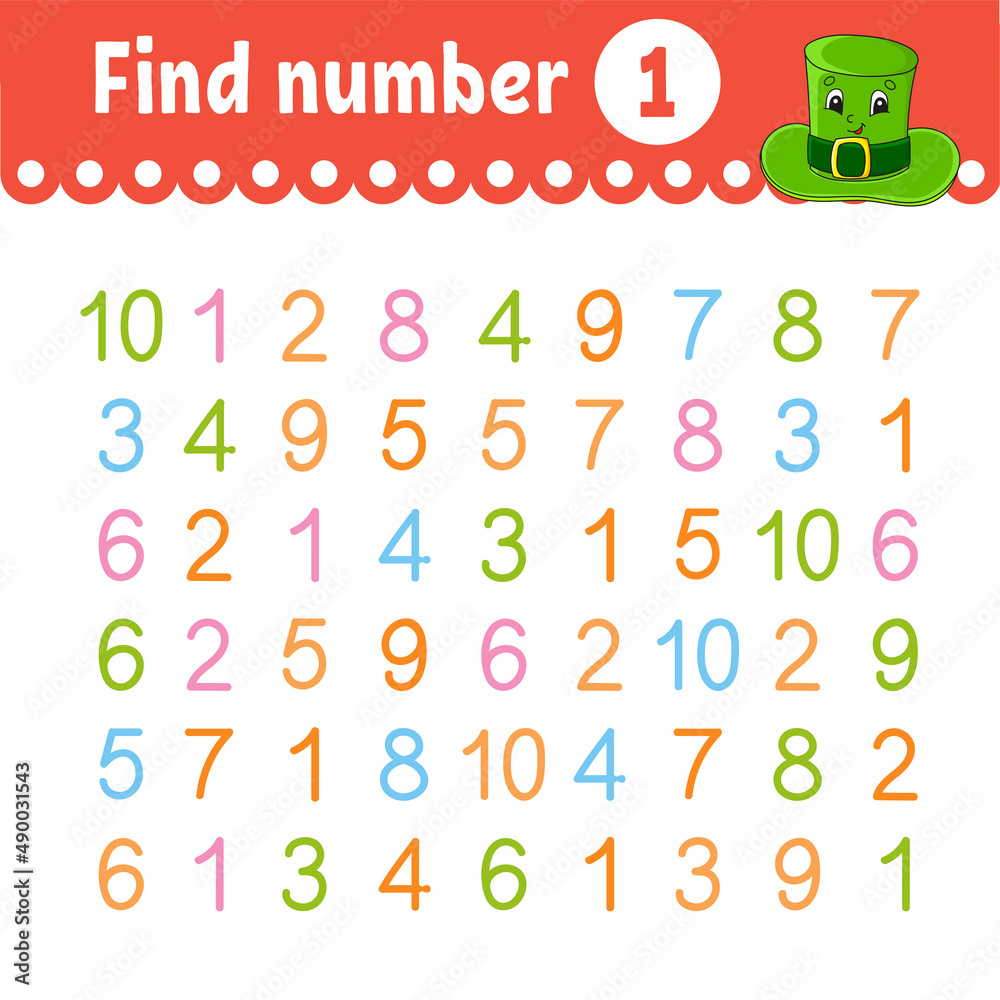 Find number. Education developing worksheet. Activity page with pictures. Game for children. Color isolated vector illustration. Funny character. cartoon style. Find number. Education developing worksheet. Activity page with pictures. Game for children. Color isolated vector illustration. Funny character. cartoon style.