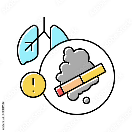 cigarette smoke lungs cancer color icon vector illustration