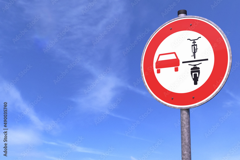 3d Illustration - Verkehrsschild - Überholverbot von einspurigen Fahrzeugen - Himmel - Wolken 3d Illustration - Verkehrsschild - Überholverbot von einspurigen Fahrzeugen - Himmel - Wolken