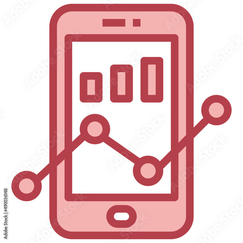 ANALYTICS red line icon,linear,outline,graphic,illustration