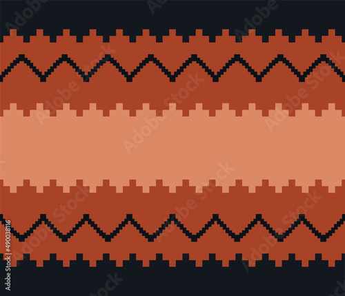 Original Seamless Navajo pattern made in vector. Geometric design. Tribal southwestern native american navajo carpet in real orange, black, pink colors..