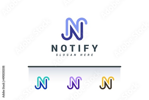 Letter N simple line art logo