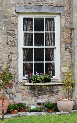 window with flowers in pots