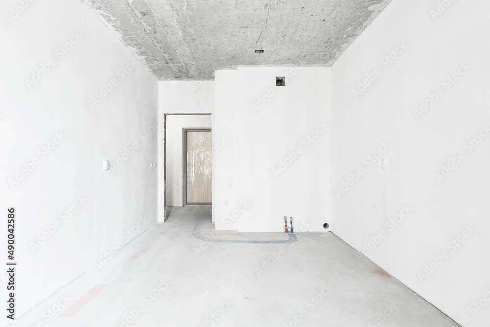 interior of the apartment without decoration in white colors