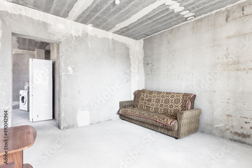 interior of the apartment without decoration in white colors