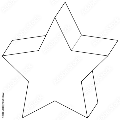 3D star shape doodle outline for colouring