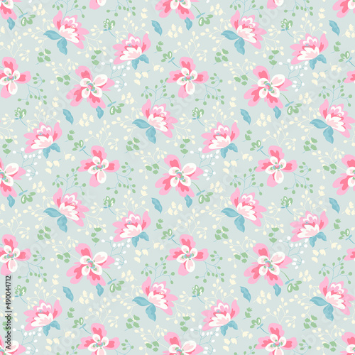 Pattern with simple pretty small flowers, little floral liberty seamless texture background. Spring, summer romantic blossom flower garden seamless pattern for your designs