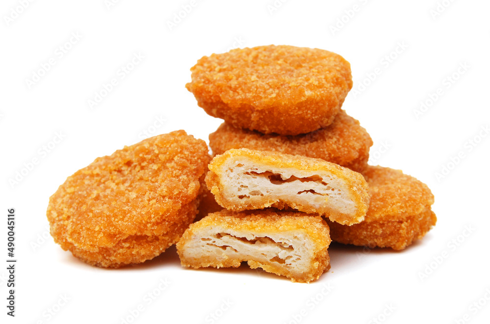 Chicken nuggets isolated on white background 