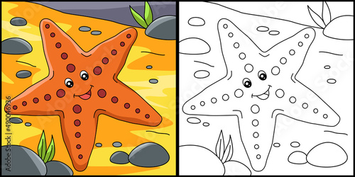 Sea Star Coloring Page Illustration