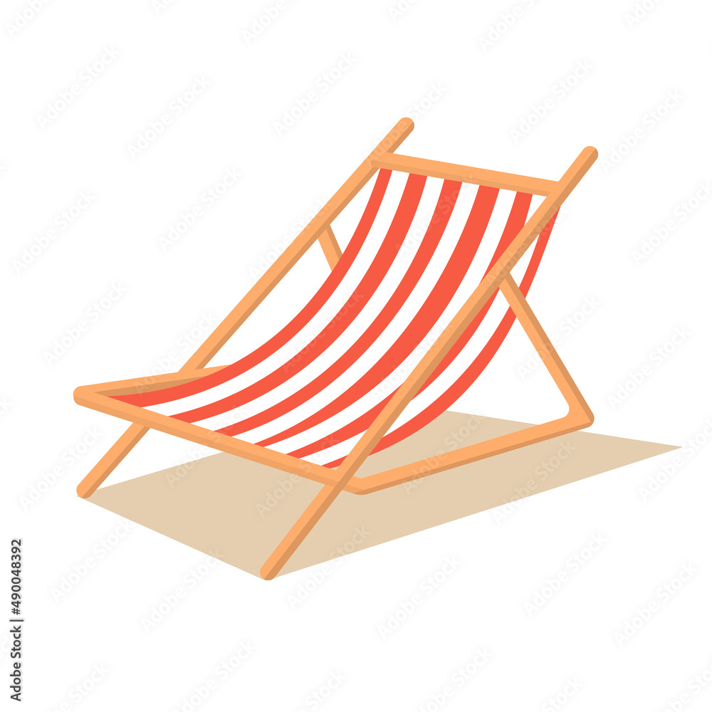 wooden deck chair vector drawing isolated on white background