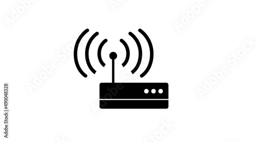 Router Icon. Vector isolated black and white illustration of a router