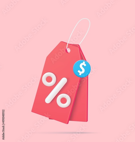 3d render online shopping tag price