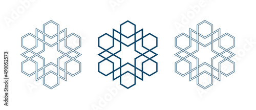 Set of Islamic traditional rosettes for greetings cards decoration and design isolated on white backgrounds. Vector illustration.