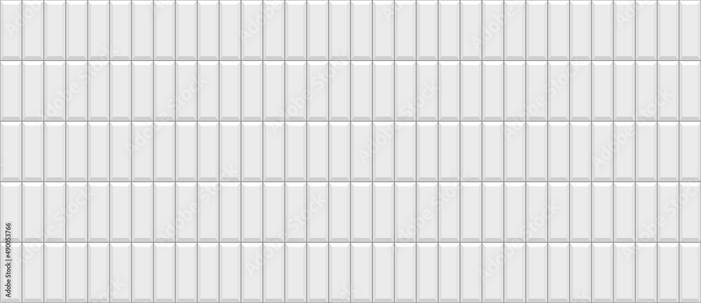 White metro tiles seamless background. Subway brick pattern for