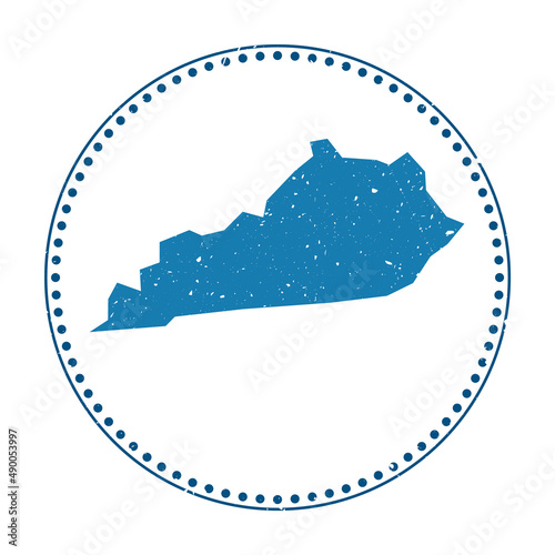 Kentucky sticker. Travel rubber stamp with map of us state, vector illustration. Can be used as insignia, logotype, label, sticker or badge of the Kentucky.