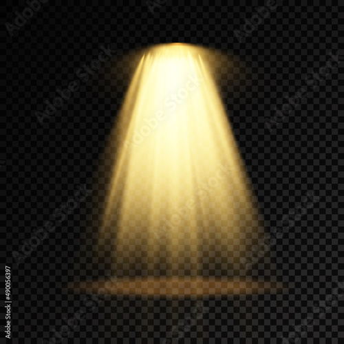 A yellow lighting spotlight golden projector light