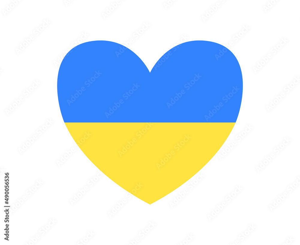 Flag of Ukraine in heart shape. Vector illustration. Ukrainian national symbol. Stop war Flag of Ukraine in heart shape. Vector illustration. Ukrainian national symbol. Stop war