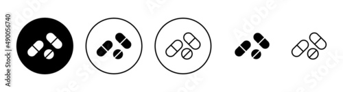 Pills icons set. capsule icon. Drug sign and symbol