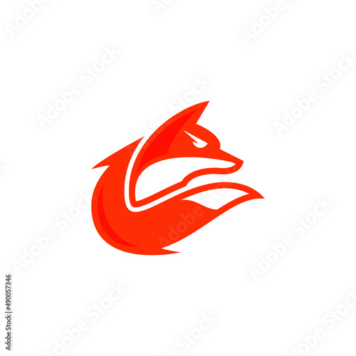 Orange Tailed Fox Head to the Right Logo Design Vector