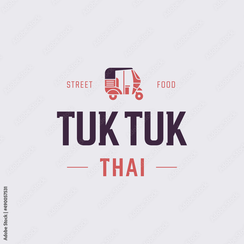 Tuk Tuk Thailand Bajaj Car Transportation Logo Design Vector
