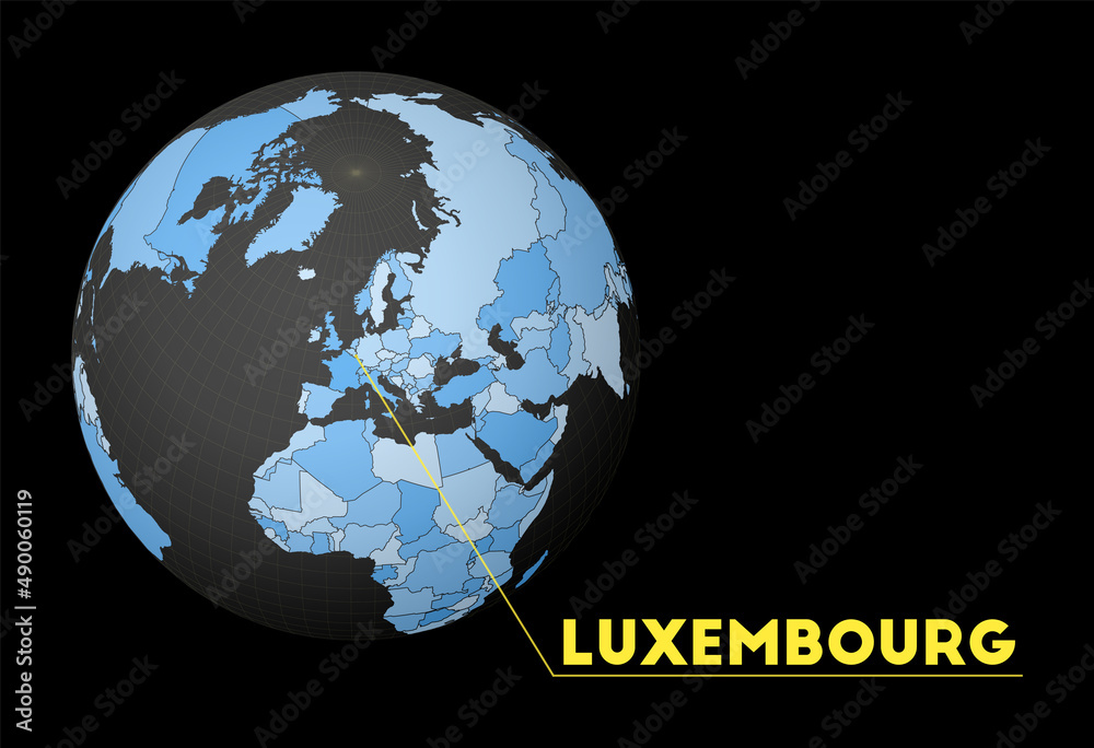 Luxembourg On Dark Globe With Blue World Map Red Country Highlighted 1000 F 490060119 QlVT7WDuQc13K57rThMSToUPY5lslkfr