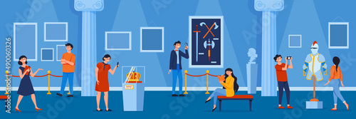 Museum Flat Horizontal Illustration