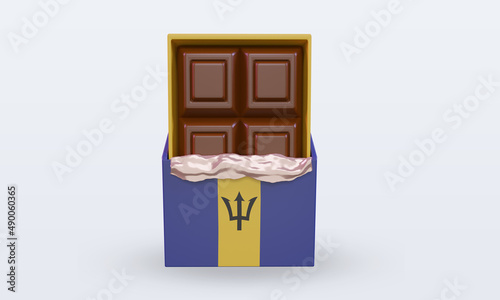 3d chocolate Barbados flag rendering front view