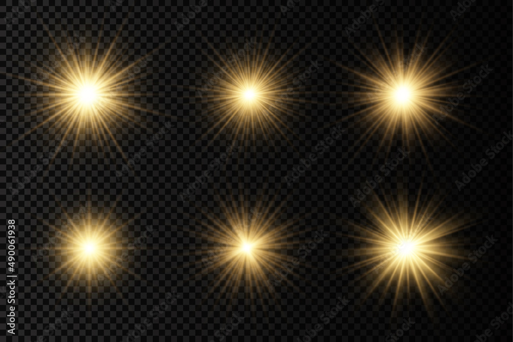 Glow bright light star, yellow sun rays, sunshine. Glow bright light star, yellow sun rays, sunshine.