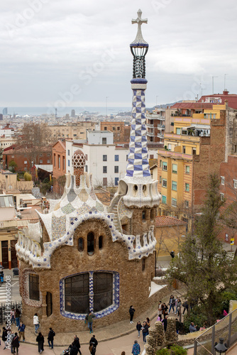 Park Guell on a cloudy day, in Barcelona