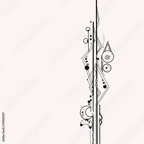 Abstract geometric magical tattoo. Sacred geometric moon, mystic revelation arrows lines and mysticism harmony hand drawn vector illustration, zodiac