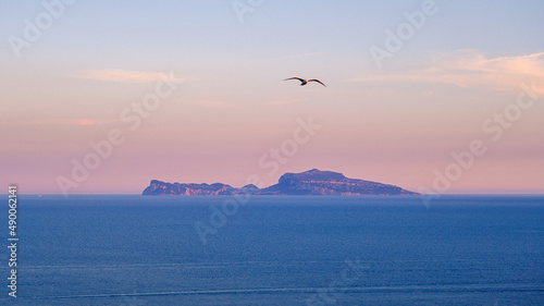 The island of Capri seen from parco Virgiliano in Naples, Italy photo