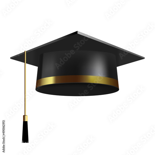Realistic graduate college, high school or university cap. Vector