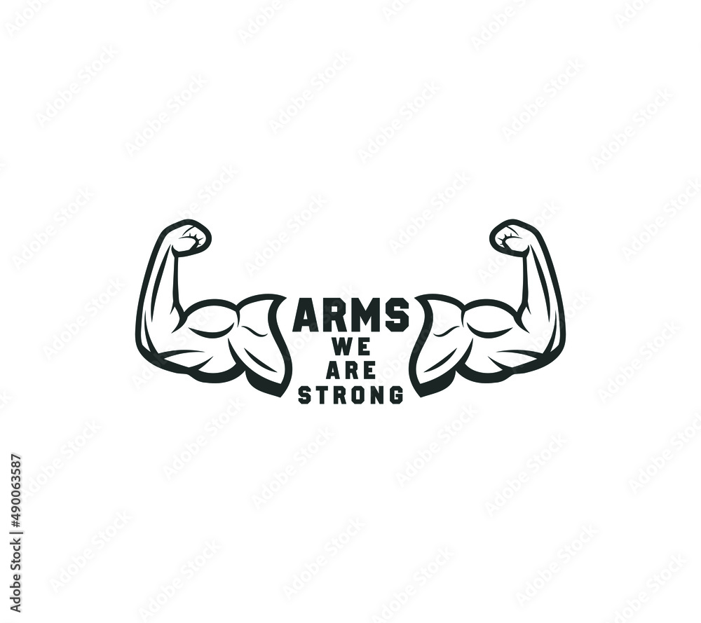 Biceps muscle arm logo design on white background, Vector illustration