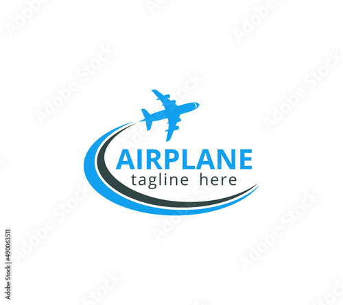 Airplane or travel logo design on white background, Vector illustration.