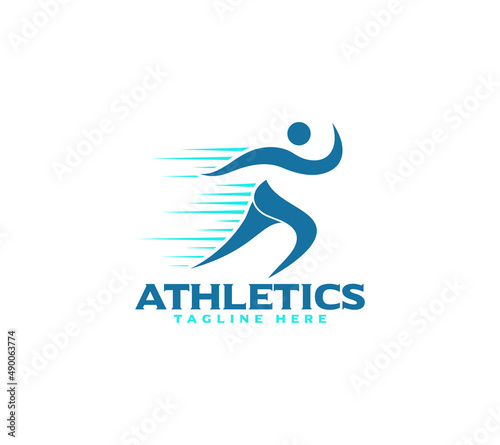 Sport athletics run logo design on white background, Vector illustration.