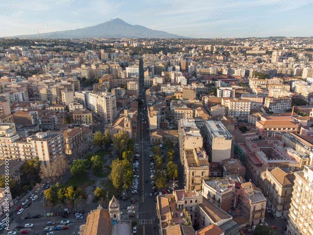 Obraz premium fotografia aerea città di catania