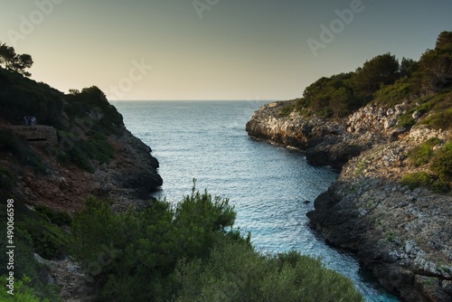 Sunrise in Cala Murta, Porto Cristo, Mallorca, Spain. Beautiful bay, icy sunny day, ideal destination for a holiday.