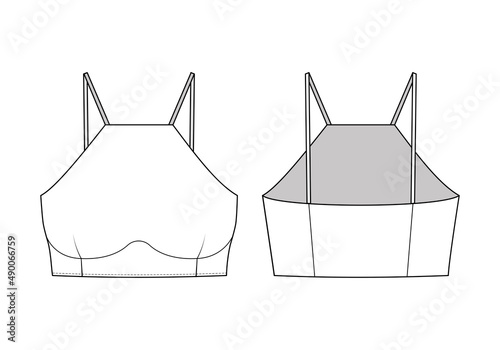 Fashion technical drawing of halter bra