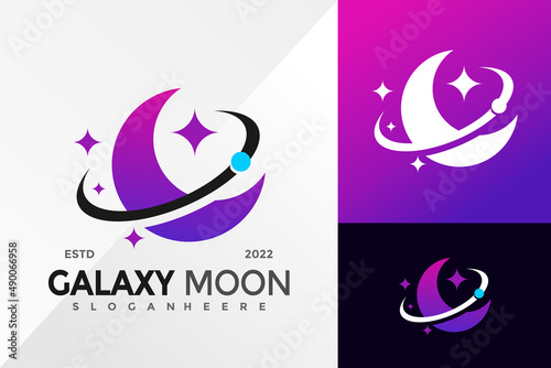 Galaxy Moon Logo Design Vector illustration template