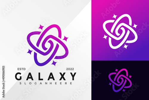 Galaxy Satellite Logo Design Vector illustration template