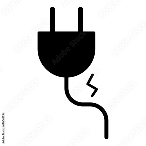 black electrical plug. Electric power. Vector illustration. stock image.