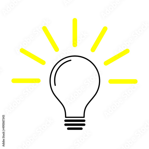 cartoon lamp with rays. Creative idea. Comic style vector. Vector illustration. stock image.