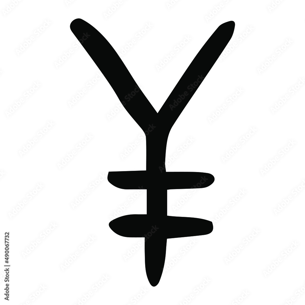 Obraz premium Yen symbol japanese currency with doodle design