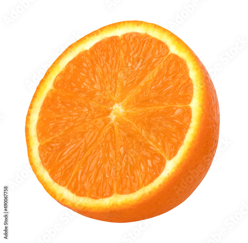 half orange fruit isolated on the white background, clipping path..