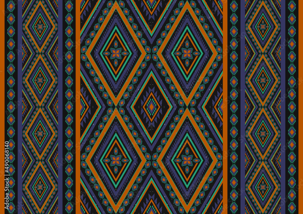 Geometric ethnic seamless pattern. Design for background, wallpaper, vector illustration, fabric, clothing, batik, carpet, embroidery.