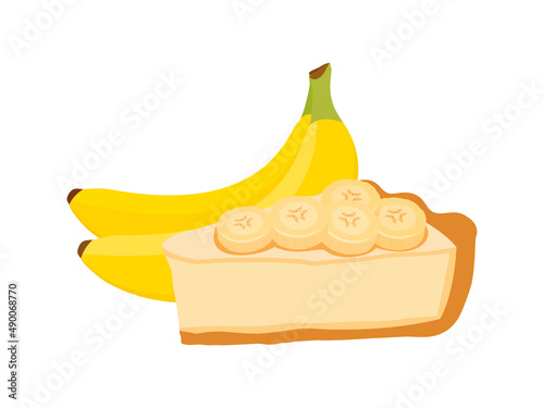 Banana Cream Pie icon vector. Slice of banana cake icon vector isolated on a white background. Fruit cake with a bunch of bananas still life