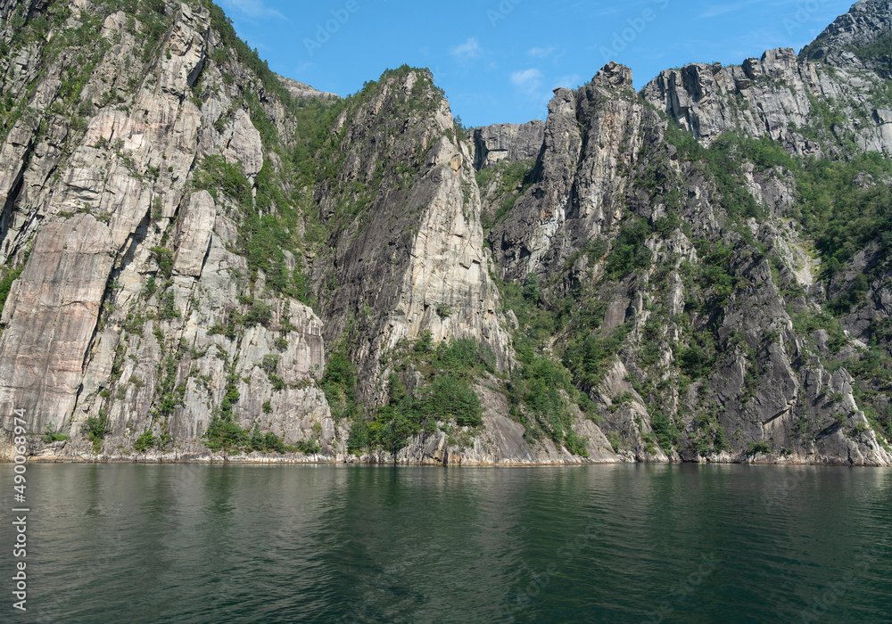 Lysefjord sea mountain view with bridge, Norway Lysefjord sea mountain view with bridge, Norway