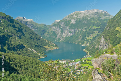 Geiranger fjord sea mountain landscape, Norway